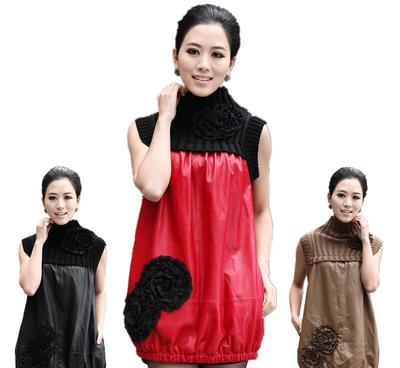 高品質(zhì)時尚之選 批發(fā)真皮皮裙連衣裙拼接優(yōu)質(zhì)進口綿羊皮